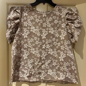 Tan floral pullover top